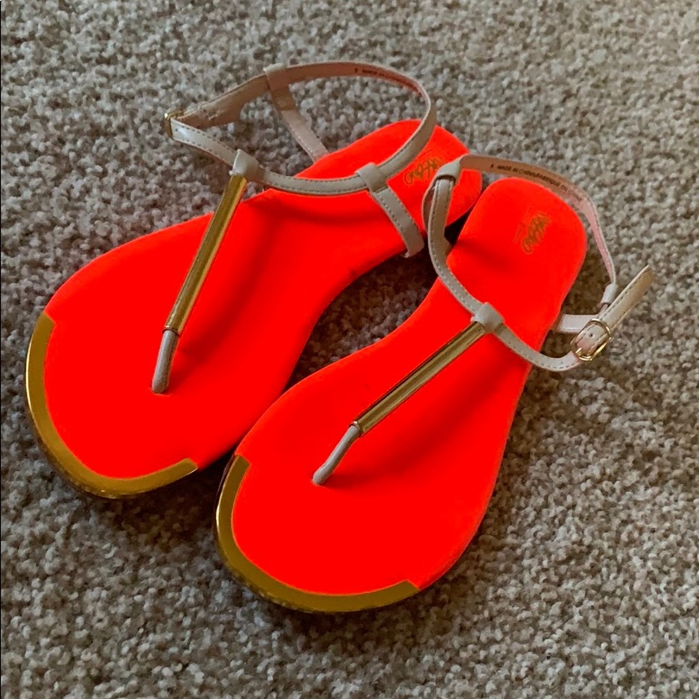 NWOT Neon Orange Sandals